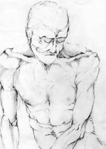 Study of torso for stone carving by carver Gary Churchman