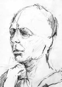 Portrait in pencil. Drawn by stone carver Gary Churchman