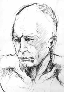 Portrait in pencil, drawn by stone carver Gary Churchman