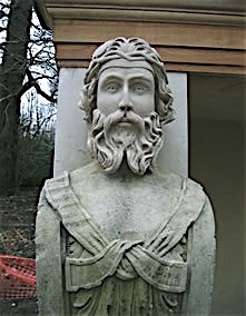 Herms head carved by Gary Churchman in Portland stone.