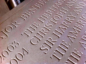 National Gallery Donor Boards, engraved by stone carver Gary Churchman