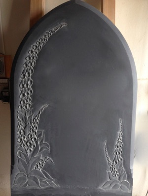 Image of slate memorial designed and carved by Stone Carver Gary Churchman