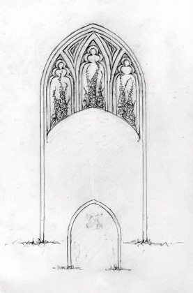 Drawing for slate memorial and foot stone by carver in stone Gary Churchman